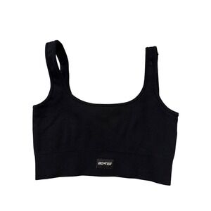 Bo+Tee Ribbed Bra Tank Top Sleeveless Gym Fitness Workout Black
